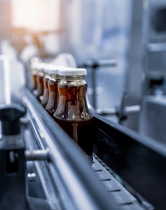 Food and juices bottled after cleaning