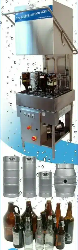 Cleaner for growlers for beer bottles and kegs ranging from big to small bottles and containers