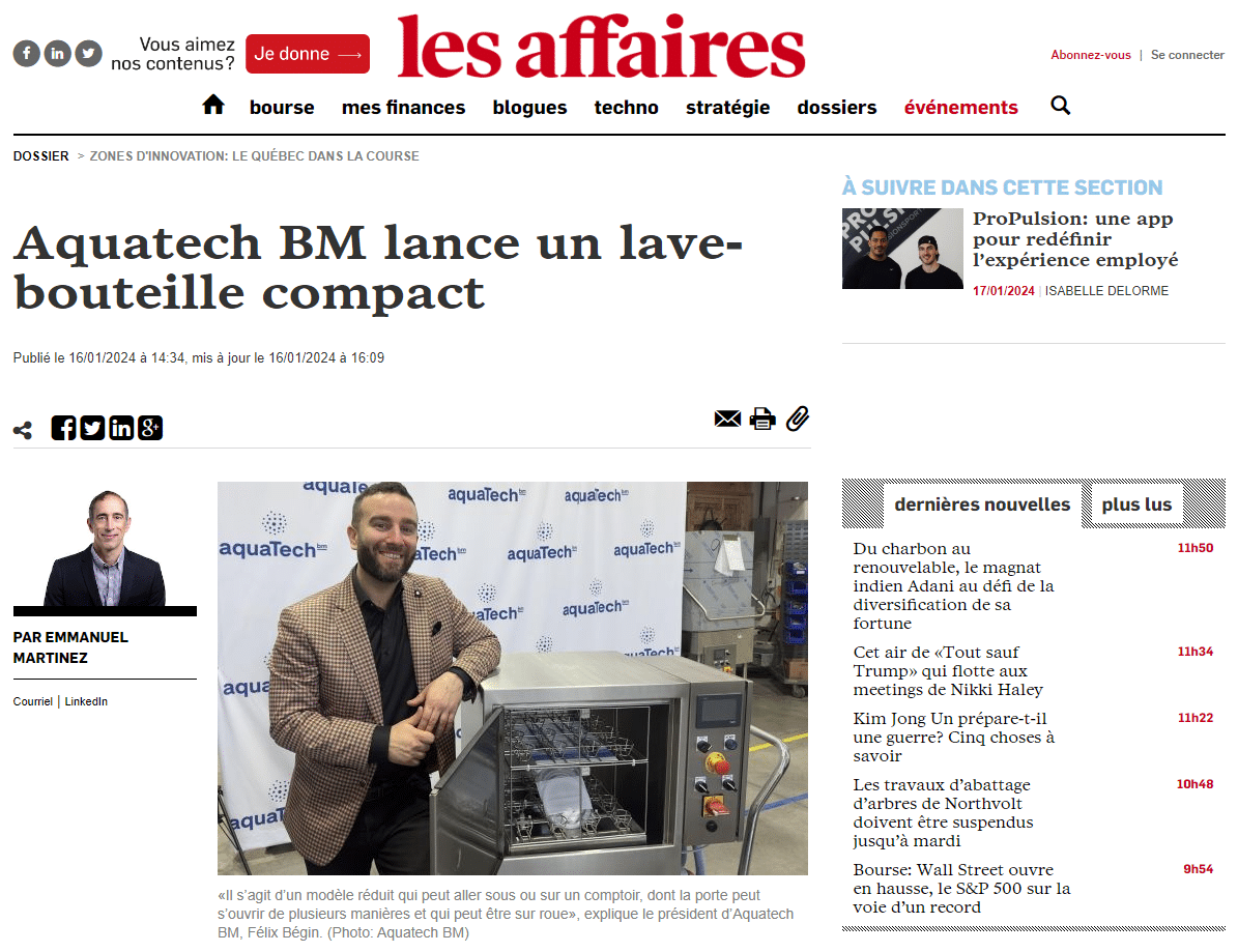 Lave-bouteille lancement du systeme de lavage de bouteilles compact