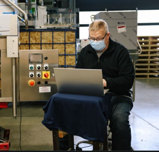 Hotel bottle washer with remote assist technology for real-time monitoring and support.