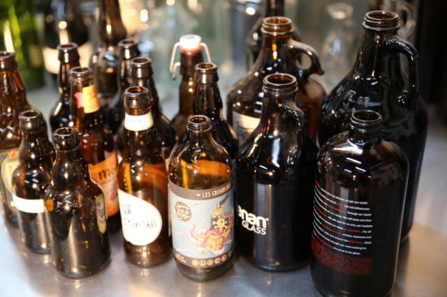 glass beer bottles